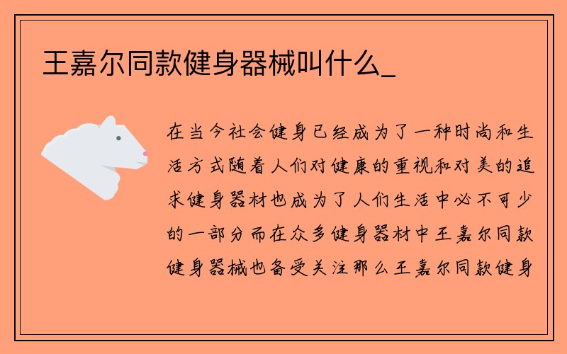 王嘉尔同款健身器械叫什么_